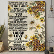 Beehive And Flower Poster - Laugh Love Live Canvas Home Décor Gifts For Men Women