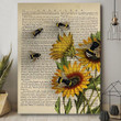 Vintage Dictionary Sunflower And Bee Poster Canvas Home Décor Birthday Gifts For Girl Boy