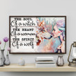 Colorful Women And Wolf Poster - The Heart Of A Woman The Spirit Of A Wolf Canvas Home Décor Gifts For Friend Sister Cousin