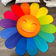Base Daisy Rainbow Flower Smile Face Shaped Doormat Rug - Hippie Be Kind Doormat Personalized Home Decor Living Room - SDM-0001