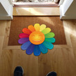 Base Daisy Rainbow Flower Smile Face Shaped Doormat Rug - Hippie Be Kind Doormat Personalized Home Decor Living Room - SDM-0001