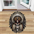 Indian Warrior Skull Native America Tattoo Doormat Rug - Skull King Vintage Native Decor Home Doormat Carpet - SDM-A0038