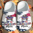 All American Mama Messy Custom Clog Shoess Shoes Clogs - Bun Hair Style American Flag Outdoor Clog Shoess Shoes Clogs Birthday Gift For Mother Daughter Friend