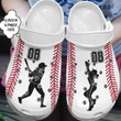 Baseball Girl Batter Player Outdoor Clog Shoess Shoes Clogs Custom Number Birthday gifts for Daughter