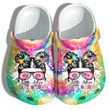Little Miss First Grade Tie Dye Clog Shoes Shoes Gift Daughter Teacher - Messy Bun Lady 1st Grade Back To School Clog Shoes Shoes Gift Niece - GOS2191
