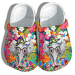 Elephant Autism Butterfly Flower Rainbow Crocs Shoes - Autism Awareness Be Kind Shoes Croc Clogs Gifts Women Daughter - CR-NE0038 - Gigo Smart