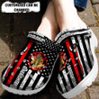 Father Day Firefighter Gifts Crocs Shoes For Dad Grandpa - FireFighter USA Flag Black Shoes Croc Clogs Customize Name For Husband Son- CR-NE0134 - Gigo Smart