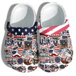 Sticker Veterans 4th Of July Clog Shoes Shoes Gift Men Father Day - Worker America Flag Strong Eagle Hawk Clog Shoes Shoes Gift Son- GOS2158