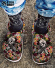 Skeleton Cat Flower Clog Shoes Shoes Clogs For Grandma Halloween - Black Cat Art Clog Shoes Shoes Birthday Gifts Mother - Gigo Smart