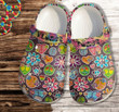 Heart Hippie Peace Flower Sticker Croc Shoes For Women- Hippie Flower World Shoes Croc Clogs- CR-NE0325 - Gigo Smart