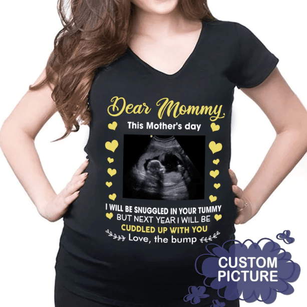 Mother's Day For Mom To Be Snuggled In Your Tummy Personalized T-shirt
