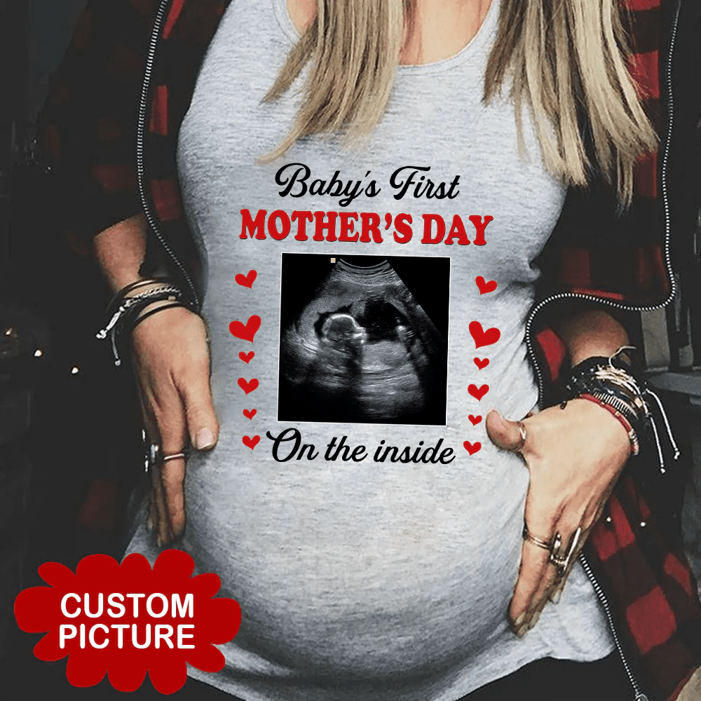 Personalized 1st Mother's Day On The Inside Bump T-shirt