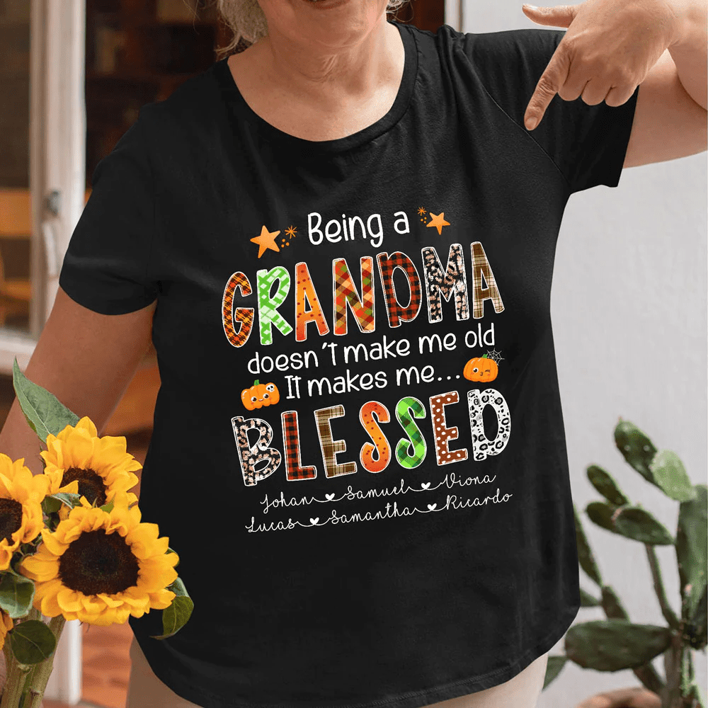 Grandma Blessed Nana Fall Meaningful Personalized Shirt