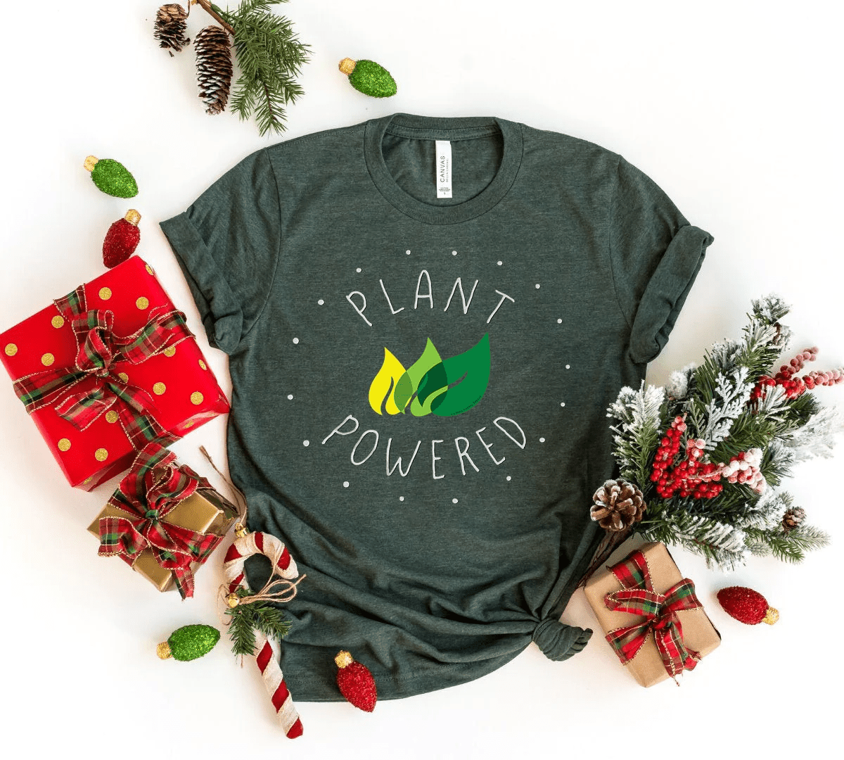 Plant Powered T-shirt Christmas Gift For Vegans