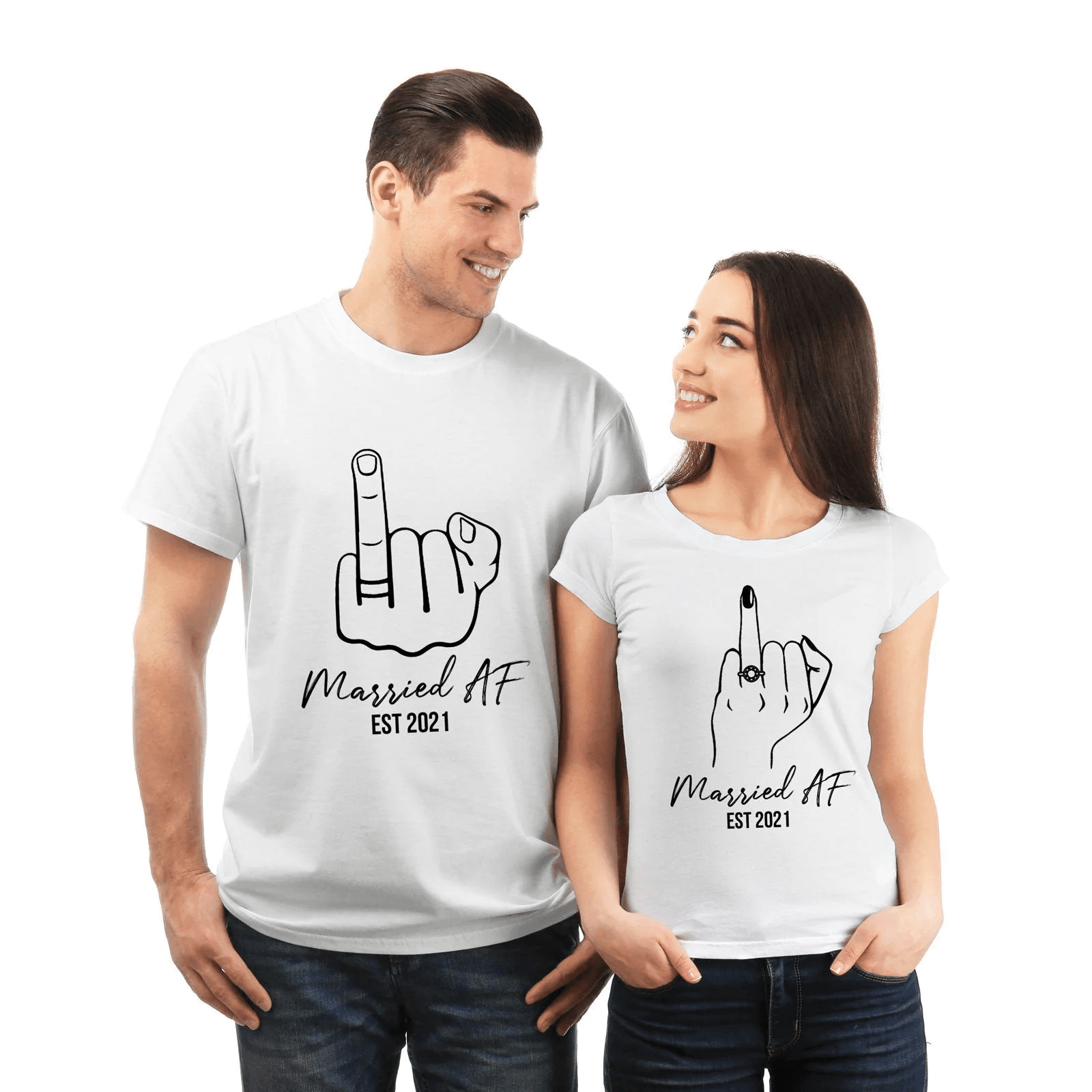 Valentine Gift For Couples Married AF Funny Personalized Couple Matching Shirt
