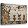 Father's Day Deer with Daddy Gift Form Children Personalized Canvas
