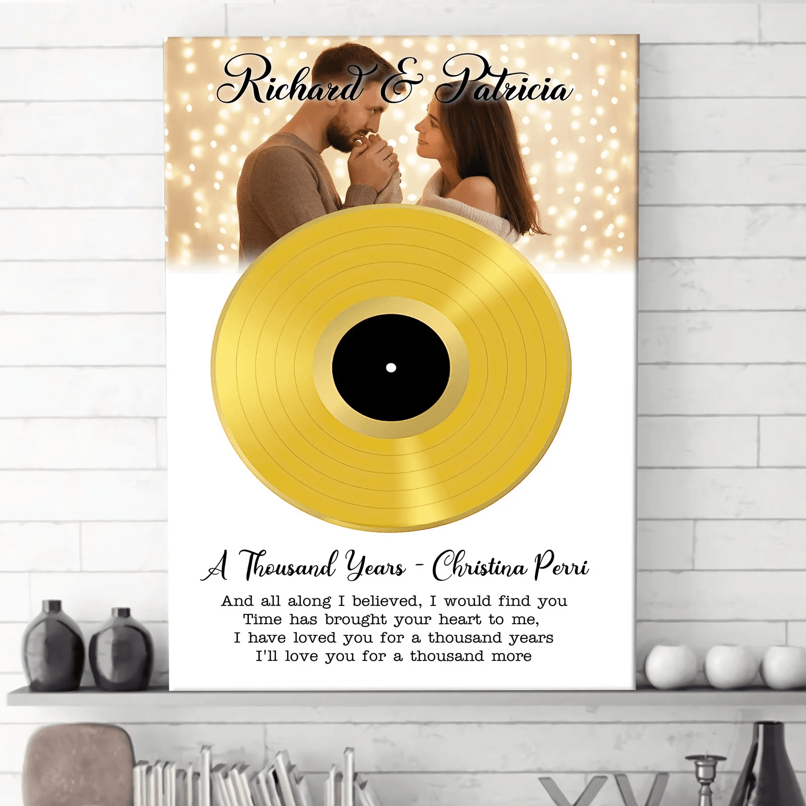 Anniversary Couple Music Plaque Photo Romantic Personalized Canvas