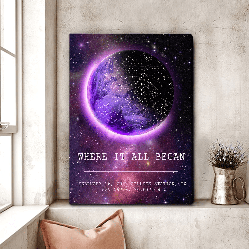 Personalized Star Map Where It All Began Canvas - Anniversary Gift