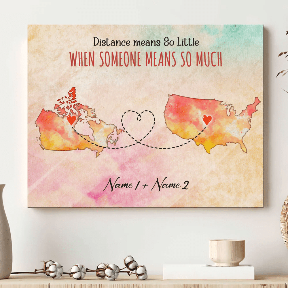 Distance Means So Little Gift For Expats Canada Personalized Canvas