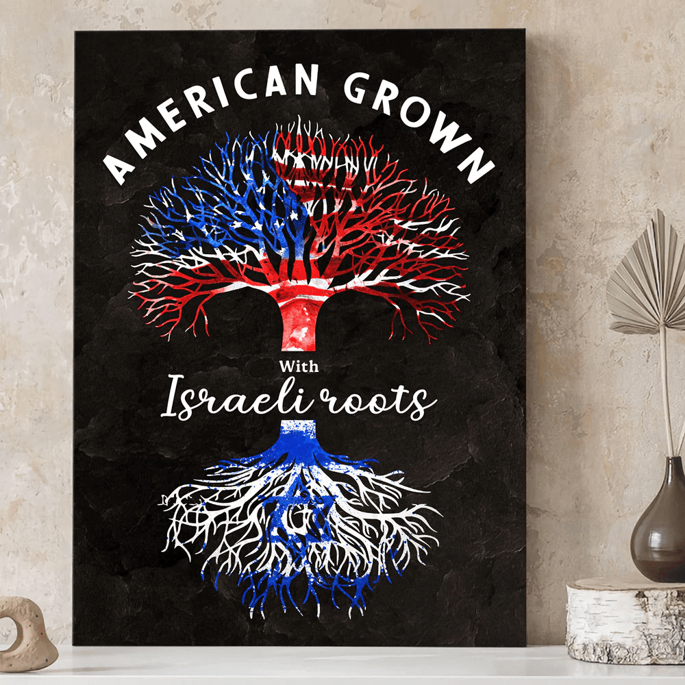 American Grown Israeli Roots Gift For Expats Canvas