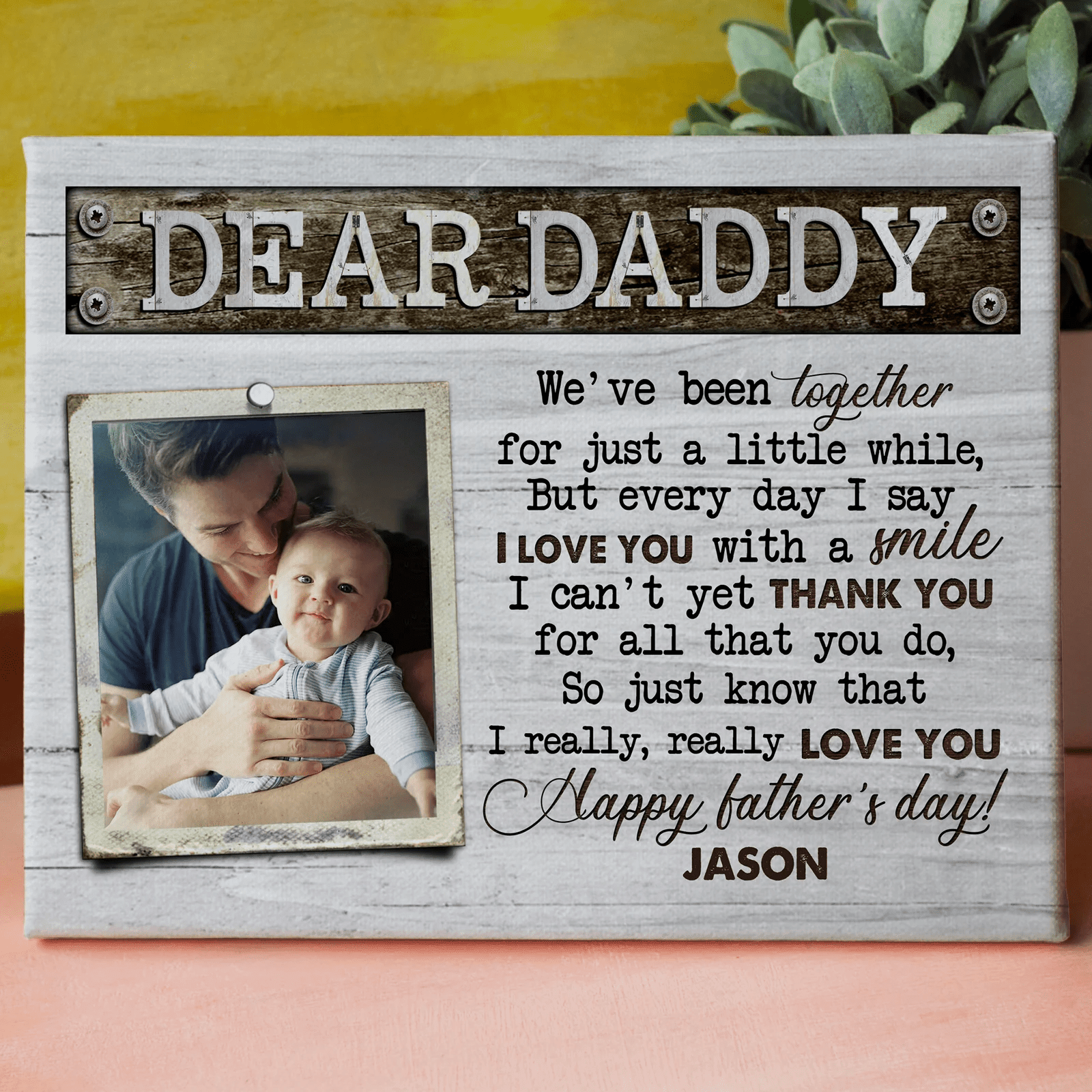1st Father's Day New Dad To Be Personalized Image Canvas