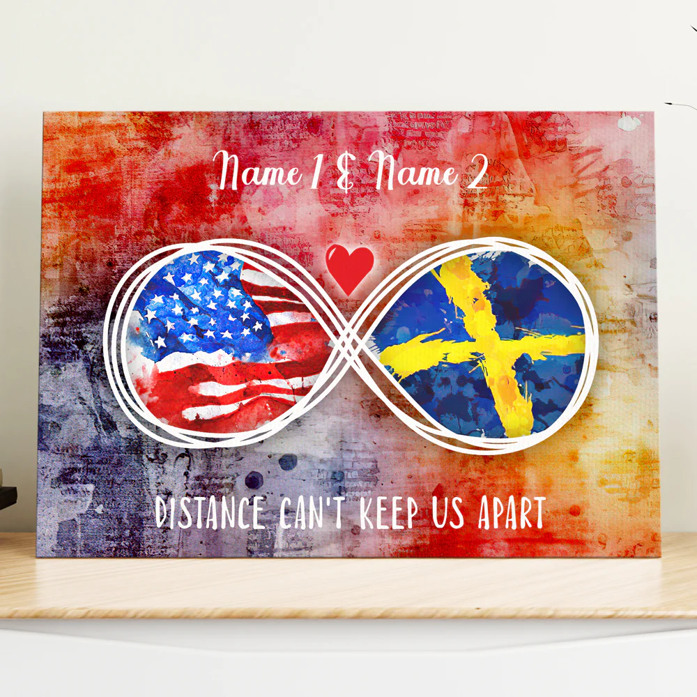 Distance Can't Keep Us Apart Swedish Expats Personalized Canvas