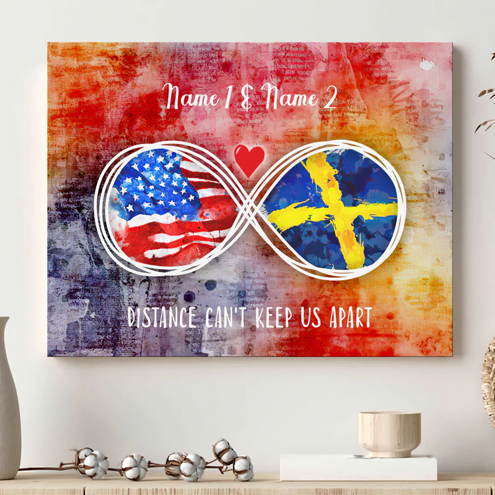 Distance Can't Keep Us Apart Swedish Expats Personalized Canvas