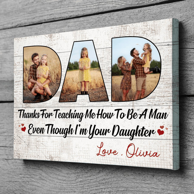 Father's Day Dad Teaching Daughter Be A Man Personalized Image Canvas
