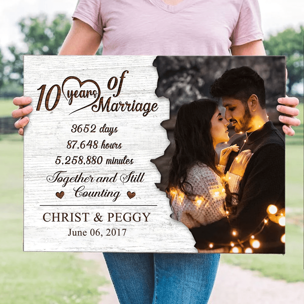 Couple 10 Years Anniversary Marriage Meaningful Personalized Canvas