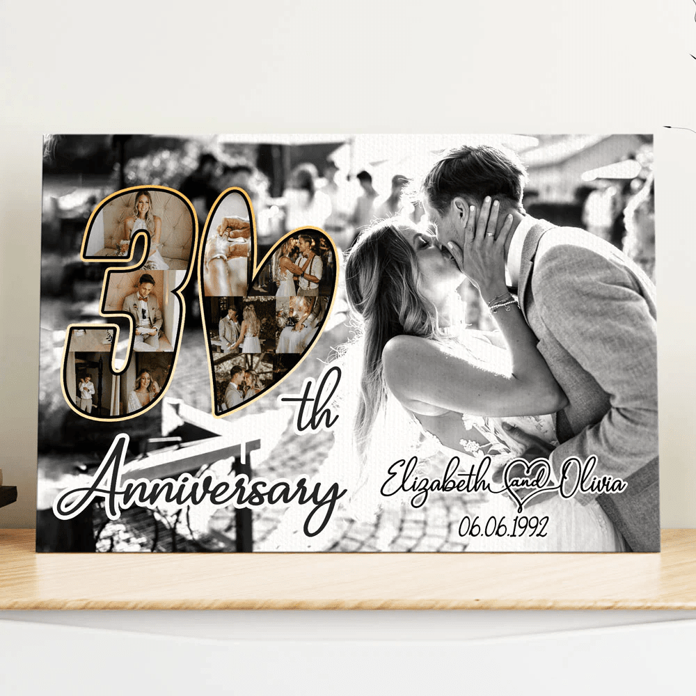30 Year 30th Wedding Anniversary Wife Husband Personalized Canvas