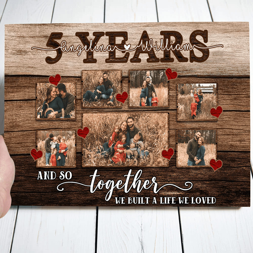 5 Years 5th Anniversary Couple Love Wife Husband Personalized Canvas