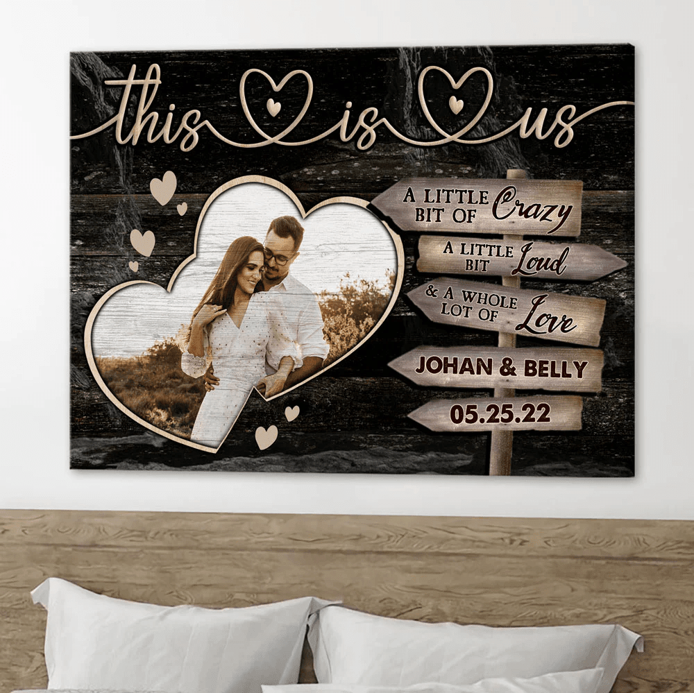 This Is Us Crazy Loud Love Personalized Couple Anniversary Canvas