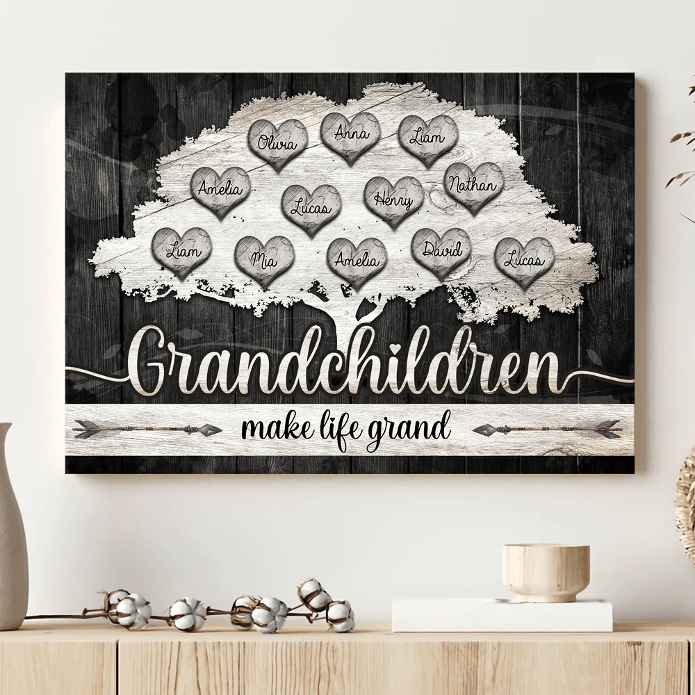 Grandma Grandpa Grandchildren Grand Meaningful Personalized Canvas