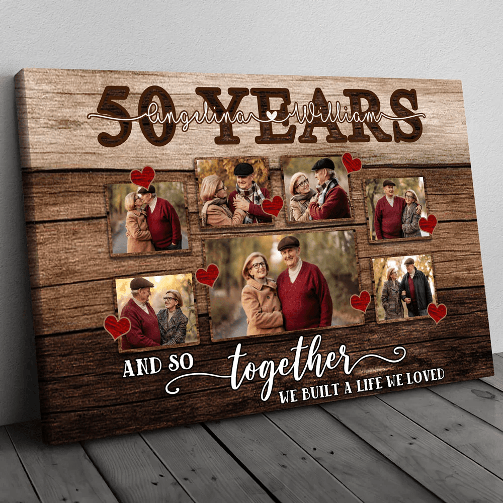 50 Years 50th Anniversary Couple Love Wife Husband Personalized Canvas