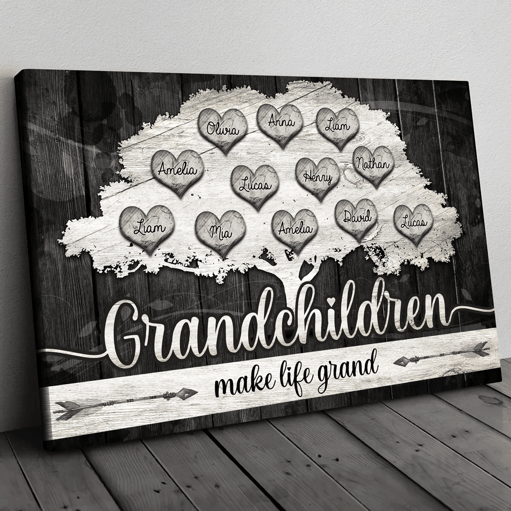Grandma Grandpa Grandchildren Grand Meaningful Personalized Canvas
