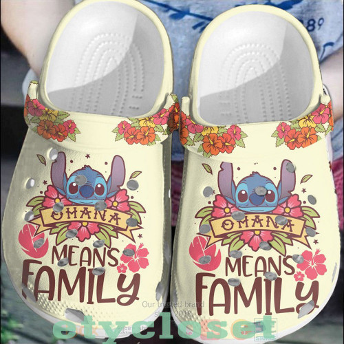 Stitch Ohana Means Family Flower Summer Hawaii Custom Shoes Crocs Clog For Women Daughter - MCM-CR333