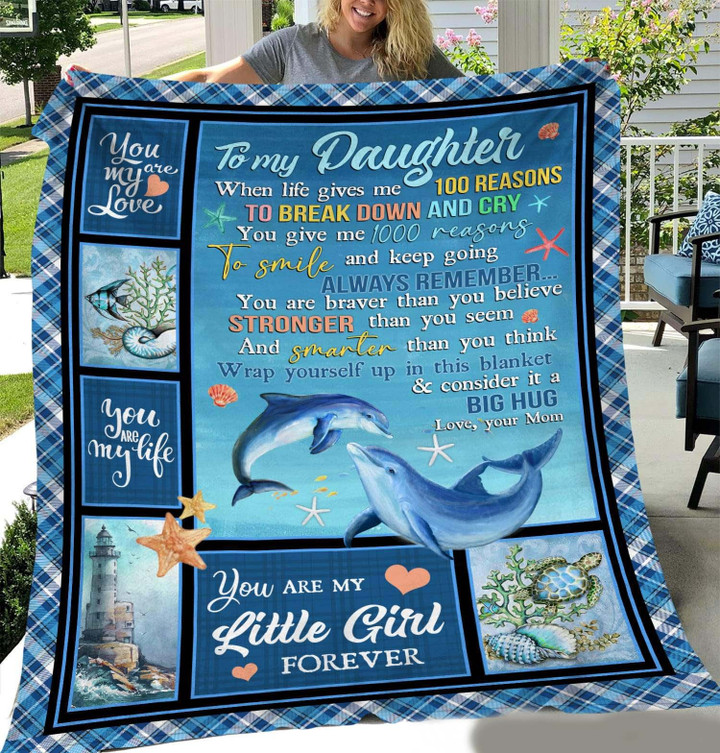 Mom And Baby Dolphin Blanket - You Are My Little Girl Forever Fleece Blanket Quilting Mother's Gift For Daughter