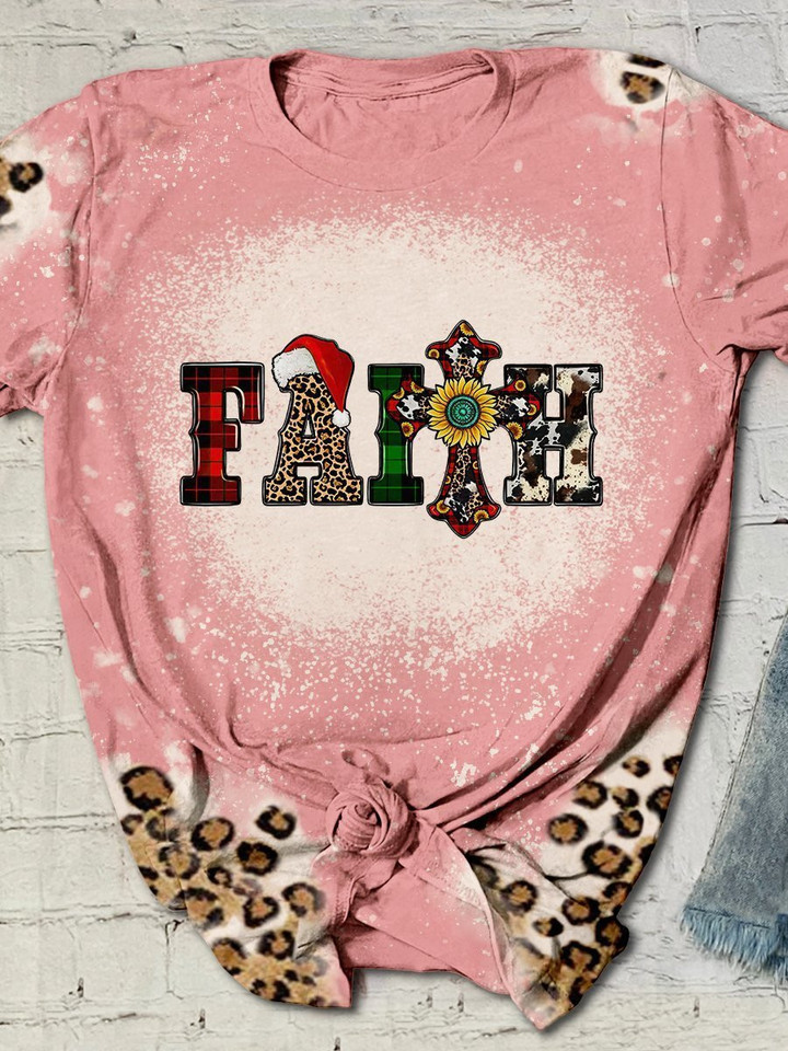 Christian Faith Leopard 3D Hoodies T-Shirt Long Sleeve Christmas Gifts For Girls Women Friends