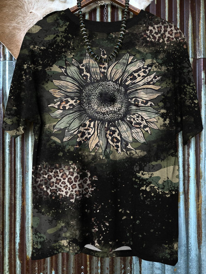Sunflower Camouflage Leopard 3D Hoodies T-Shirt Long Sleeve Birthday Gifts For Men Women Friends