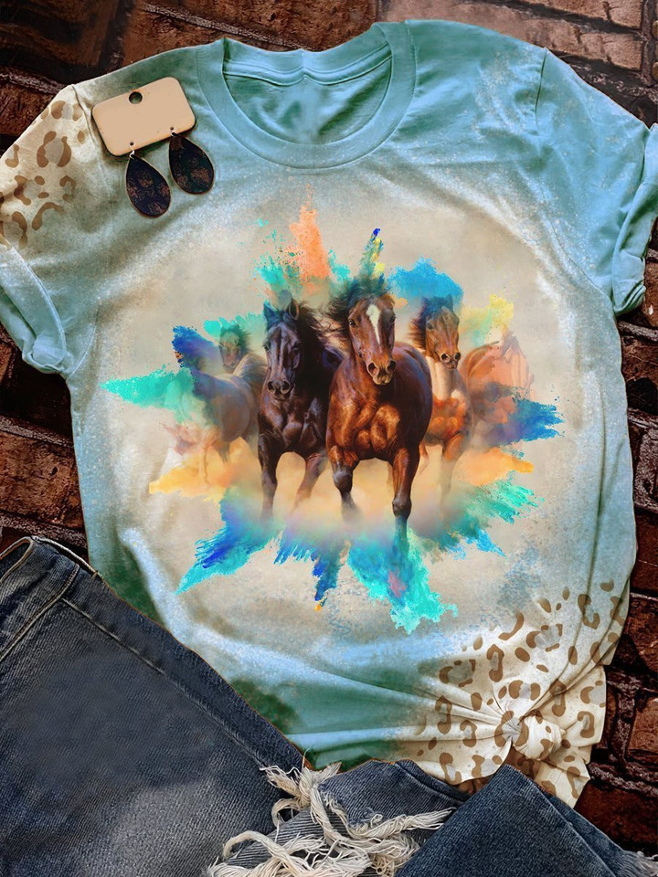 The Running Horses 3D Hoodies T-Shirt Long Sleeve Birthday Gifts For Friends Men Boys