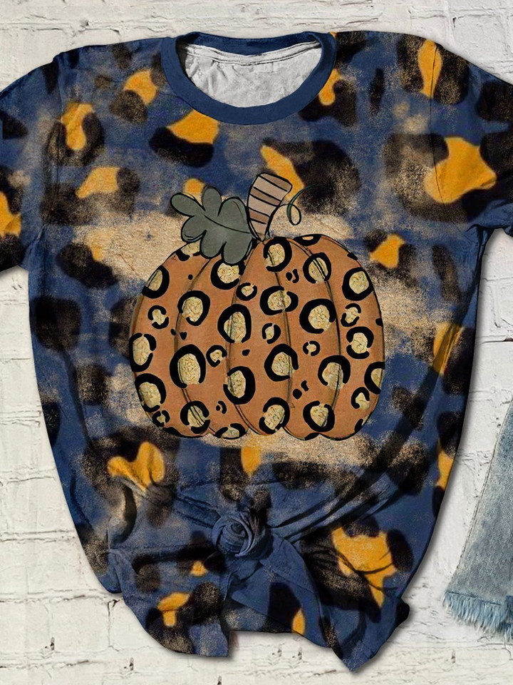 Leopard Pumpkin 3D Hoodies T-Shirt Long Sleeve Halloween Thanksgiving Gifts For Men Women Friends