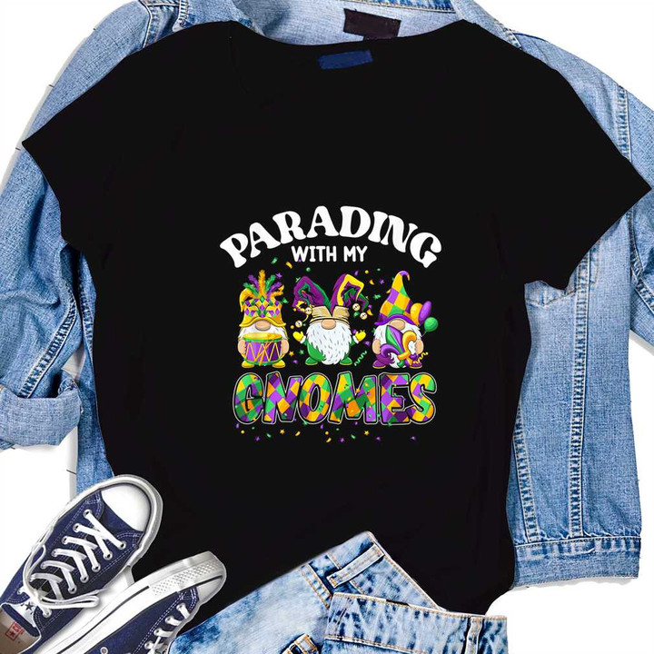 Parading With My Gnomes Mardi Gras 2D T-Shirt For Kids Children