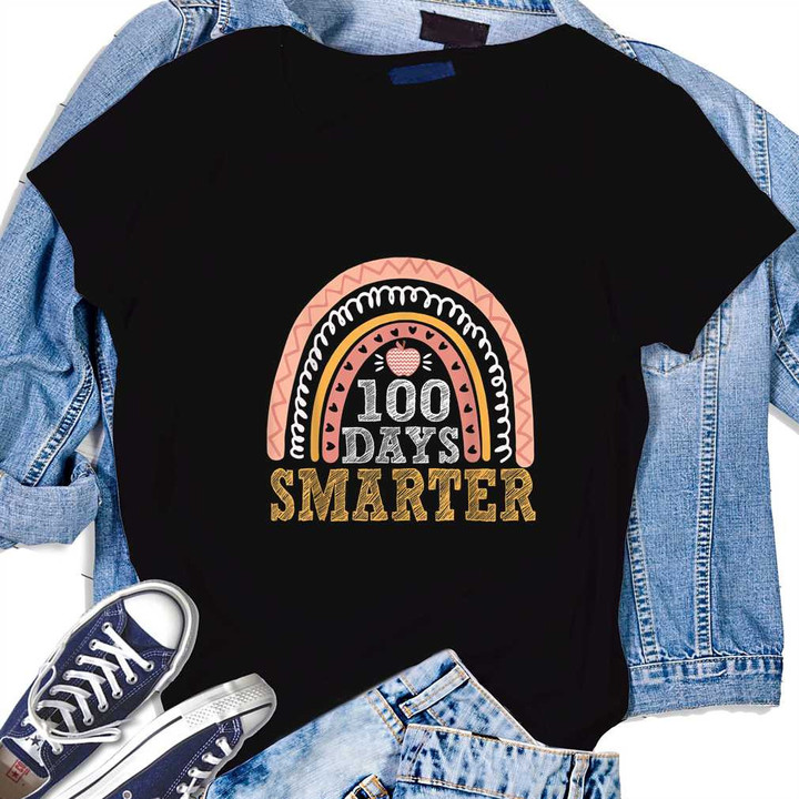 100 Days Smarter School Rainbow T-shirt Gifts For Student Kids
