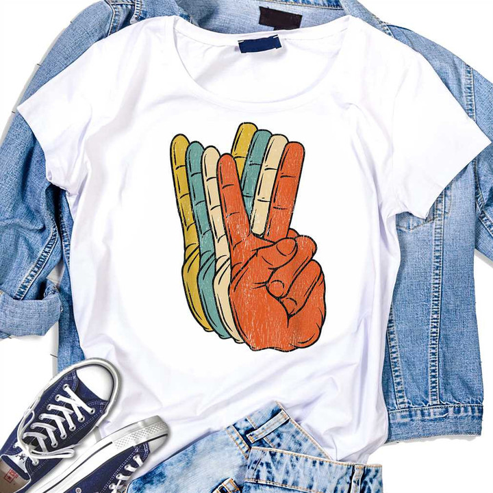 Retro Peace Vintage 60's 70's Hippie T-Shirt Gift For Men Women