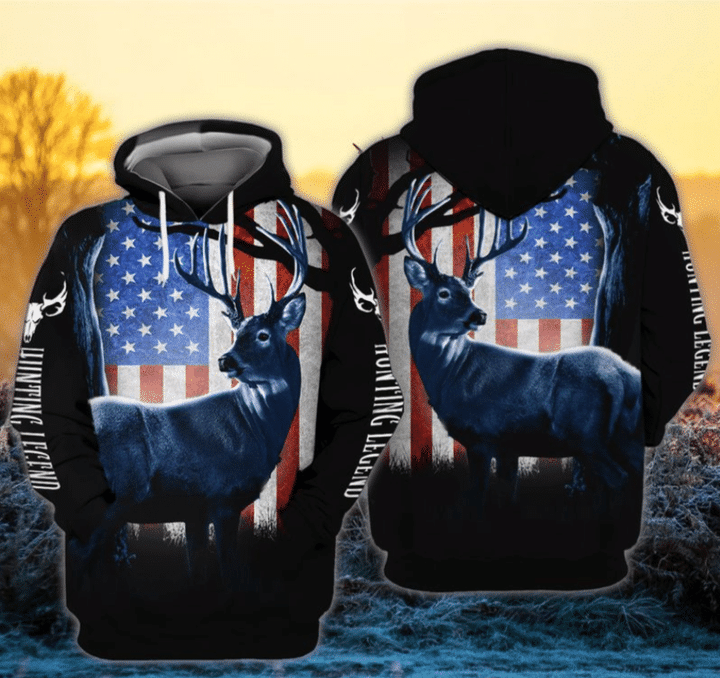 Hunting Legend USA Flag 3D Hoodie Gift for Independence Day - VK3D083