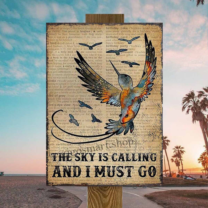 The Sky of Hummingbirds Metal Sign Outdoor Garden, Address Sign, Sign Rustic Décor House - MSH200
