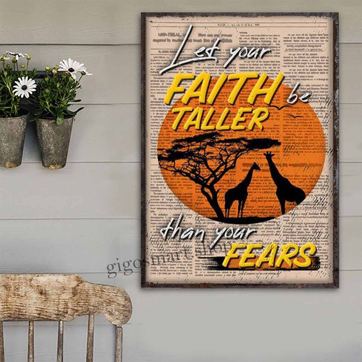Let Your Faith Be Taller Than Your Fears Giraffe Metal Signs Décor Home - MGiraffe094