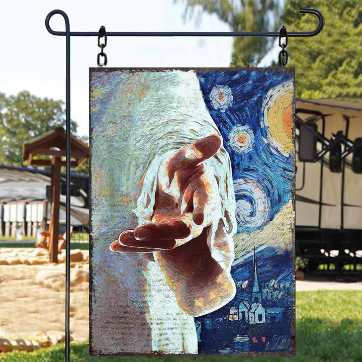 Jesus Hand Watercolor Metal Signs Décor Home Gift for Fathers Day - MEJ033