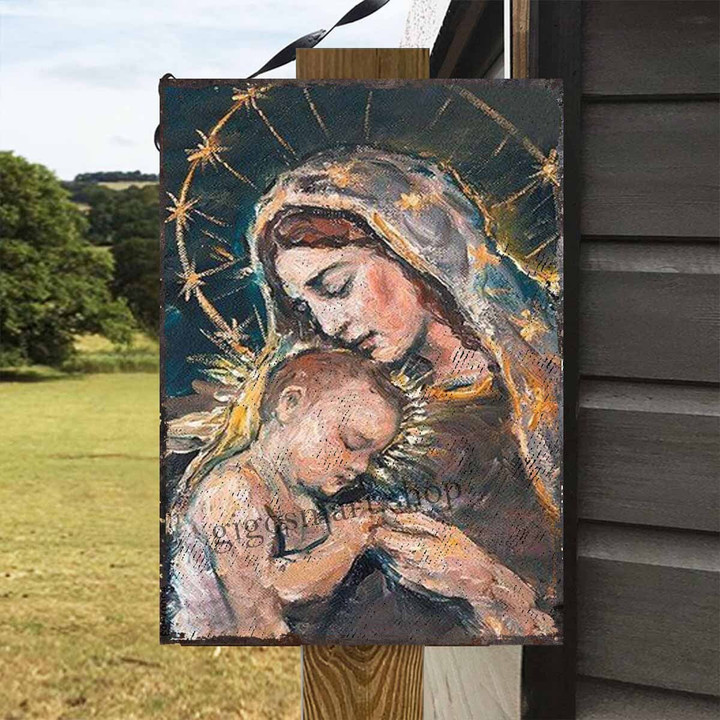 Virgin Mary and Baby Jesus Basic Classic Metal Signs Décor Home - MJ017