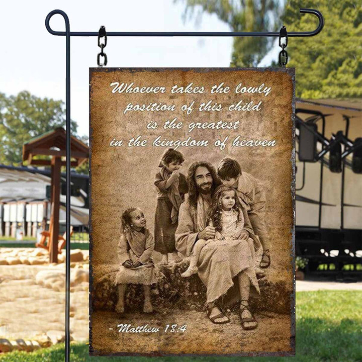 Bible Matthew 18:4 Jesus and Children Basic Classic Metal Signs Décor Home - MJ014